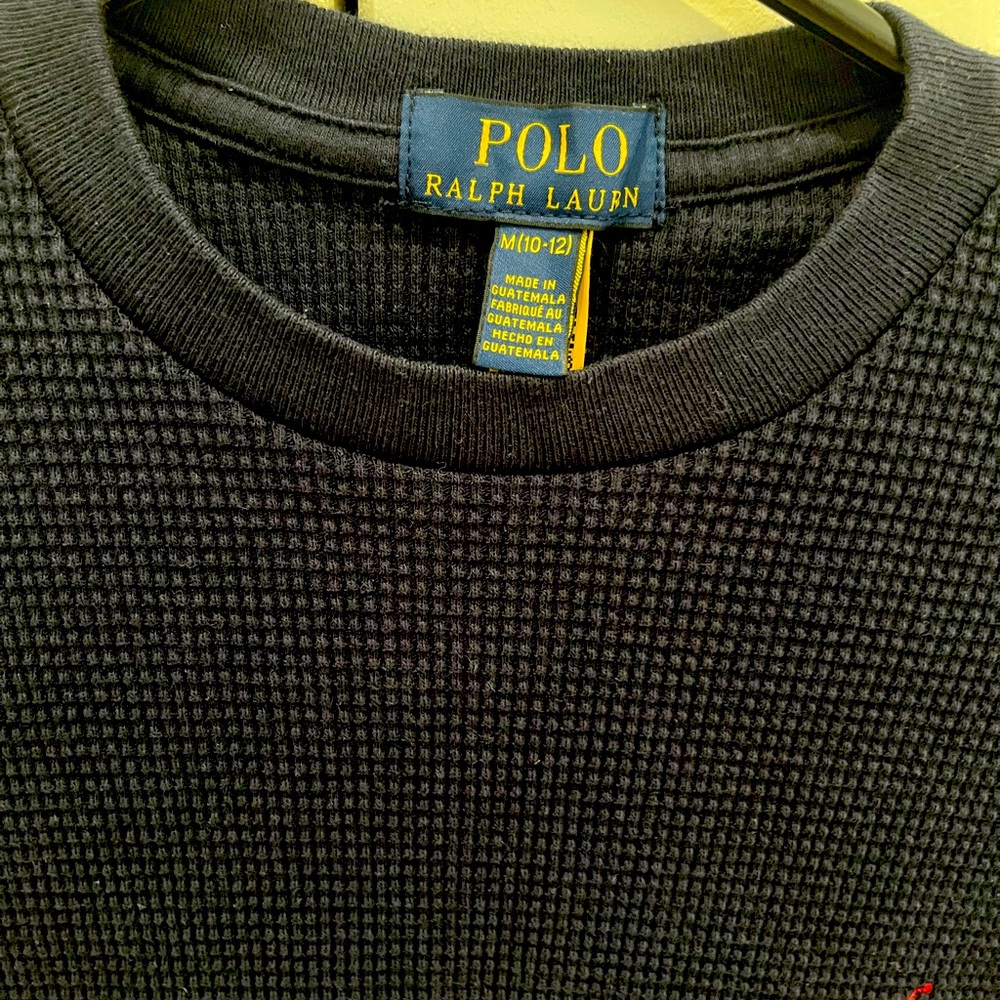 Boys polo navy blue sweater shirt long sleeve size 10/12 - Picture 2 of 3